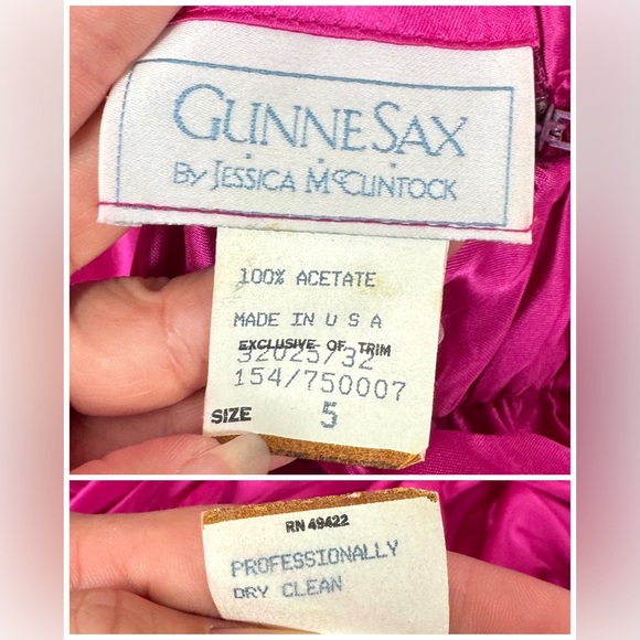 Vintage 1980s Gunne Sax Pink Barbie Bombshell Draped Strapless Party Prom Dress - Picture 7 of 10